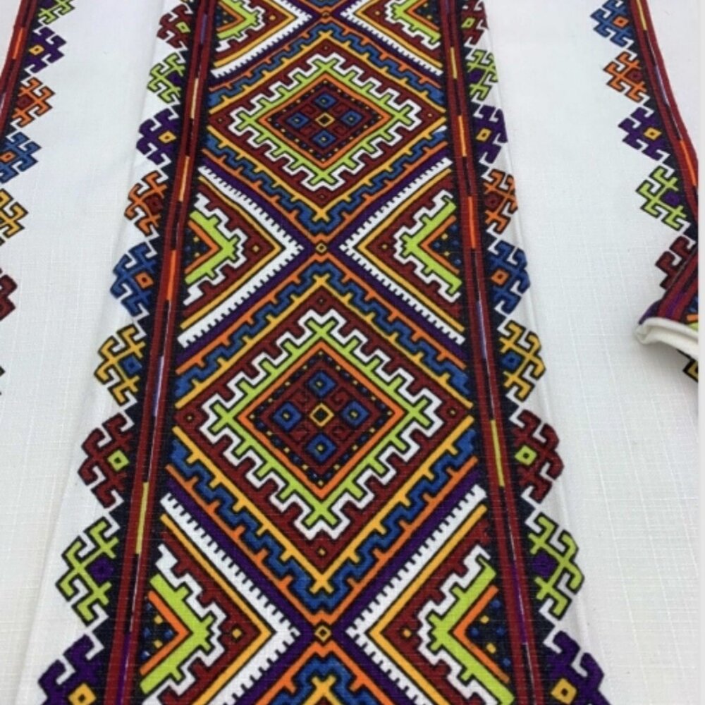 Set of 2 Vintage Throw Pillow Covers MCM Ethnic Mod Folk Art Print 16" x 16"